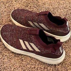 Maroon adidas sneakers